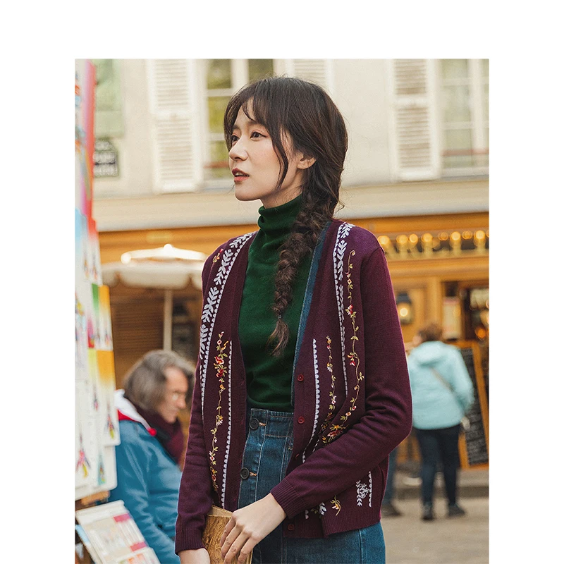 Инман весна осень вышивка v-образным вырезом Ретро французский литературный все