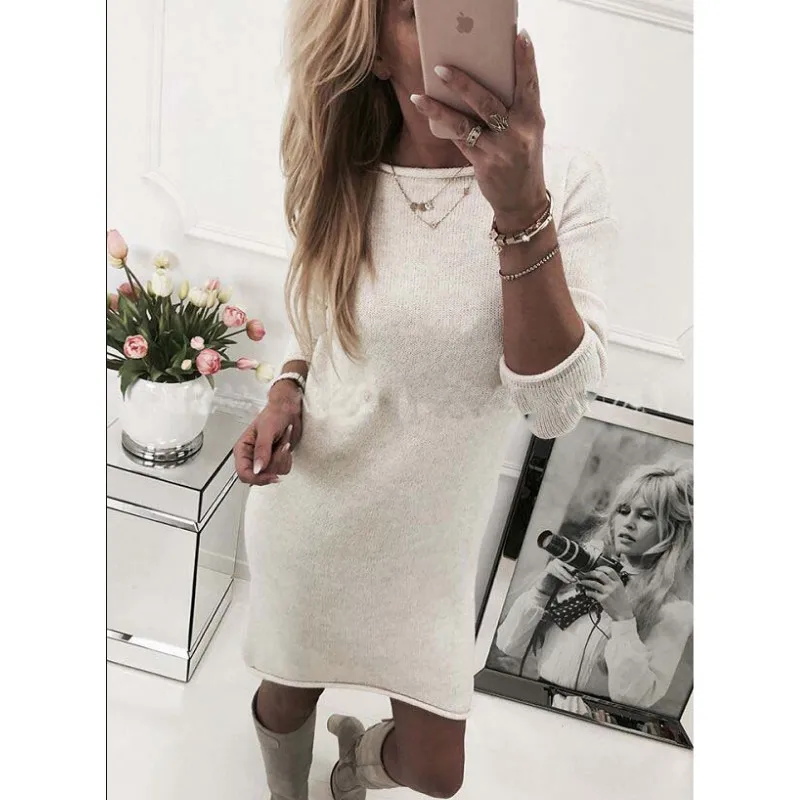 2019 женское поступление Осенние повседневные свободные длинные рукава круглый