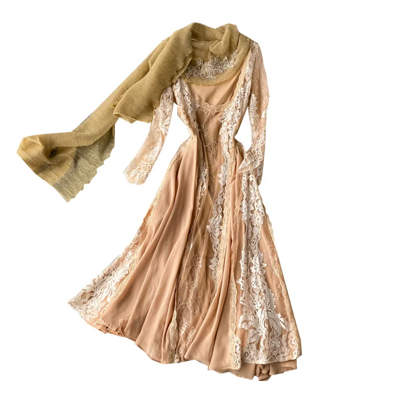 

French super big fairy struck backless dress sexy beach clothes resort beach dress court dress