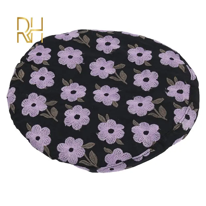 Женский берет с цветочной вышивкой черный и розовый весна лето 2020|Женские береты|