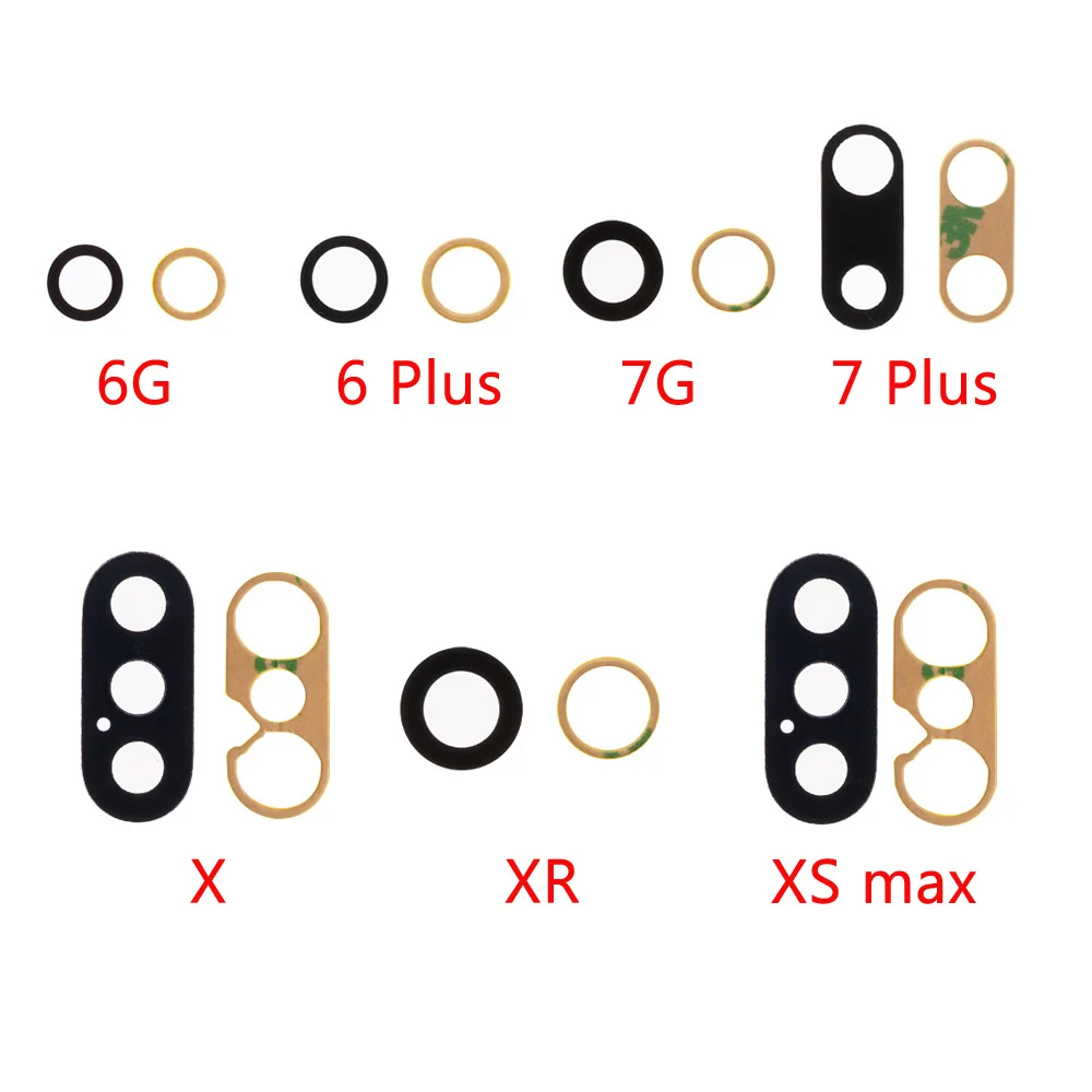 Новый объектив задней камеры для iPhone 6 7 8 x xr xsmax plus стекло с наклейкой 3M запасные