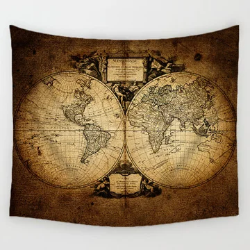 

2021 New Printed Vintage Middle Ages World Map Series Pattern Wall Hanging Renaissance Printed Mural Warm Room Decor Art