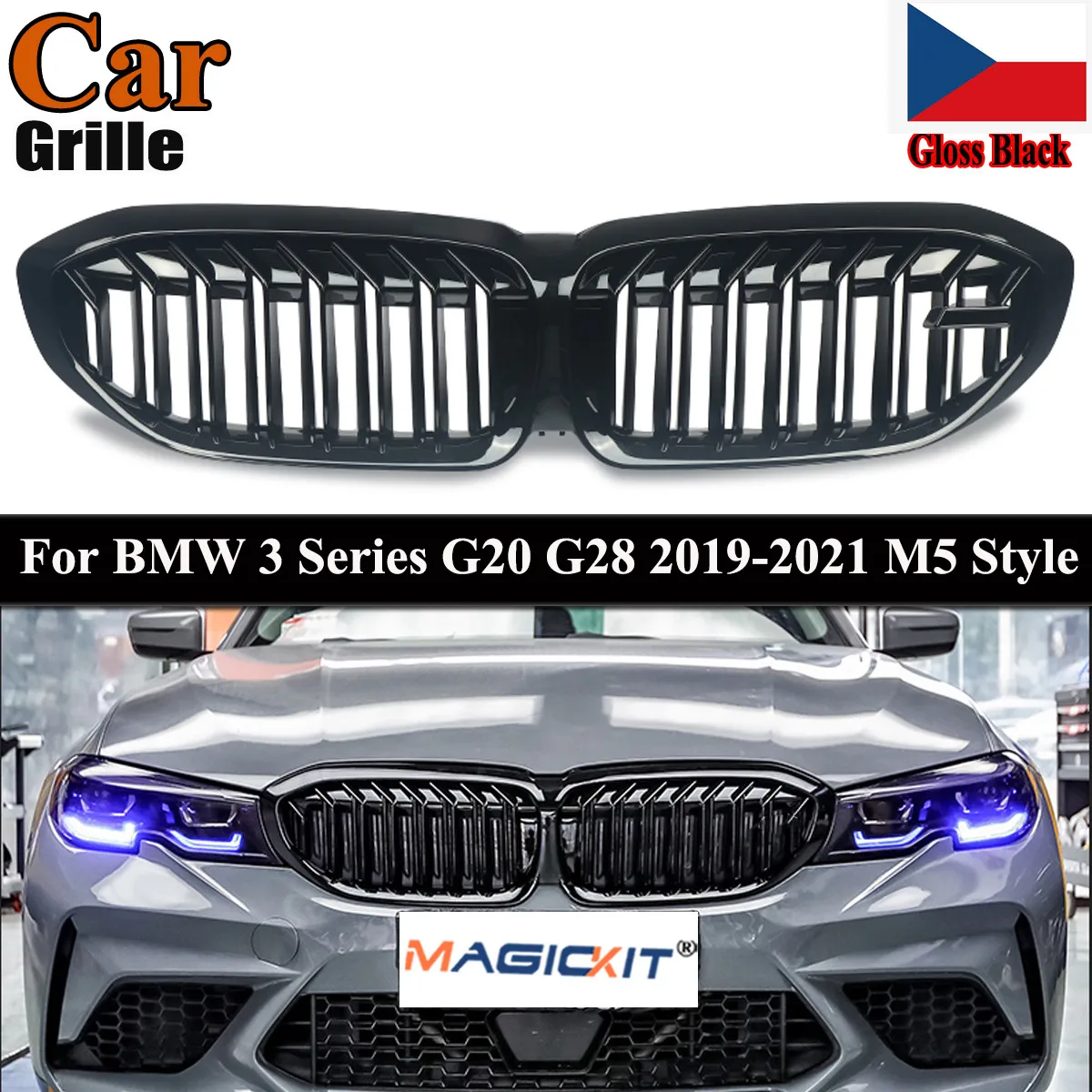 

MagicKit глянцевая черная M5 Стильная передняя решетка для BMW 3 серии G20 G21