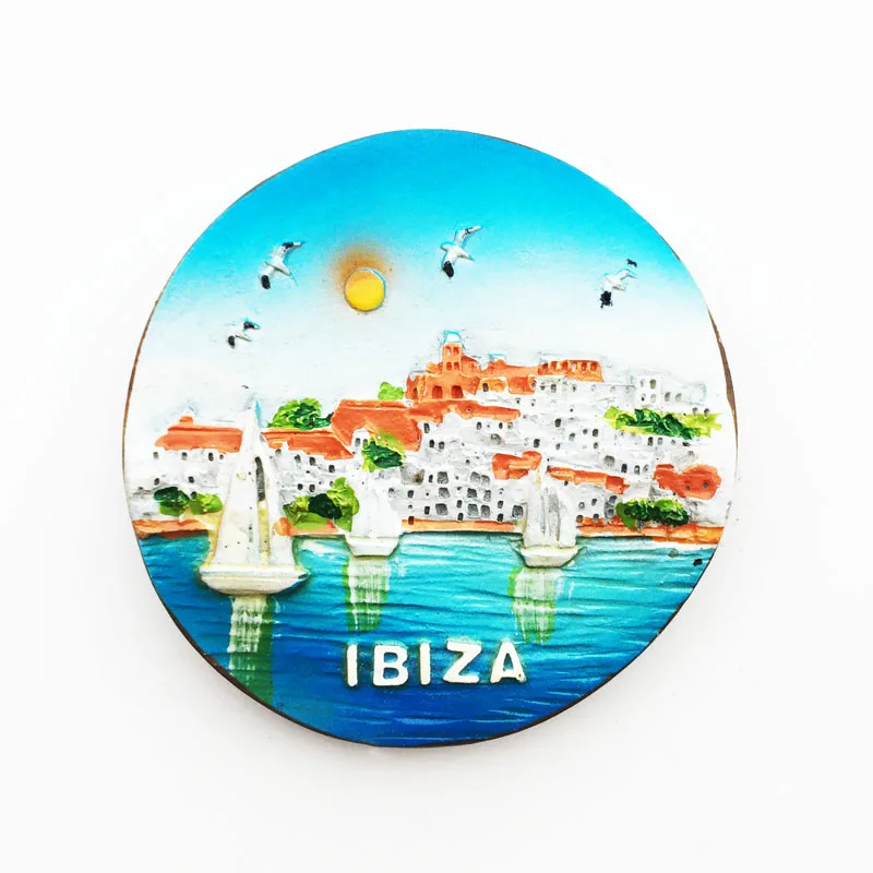 

QIQIPP испанский остров Ибицы, морские туристические сувениры, ручная роспись, магнитный холодильник, паста, туристические сувениры