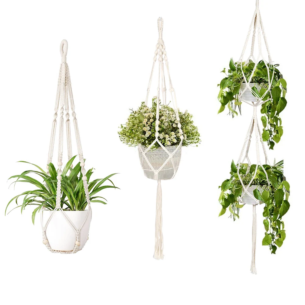 

Macrame Plant Hanger Baskets Flower Pots Holder Hanging Decor Handmade Cotton Rope Home Indoor Hanging Planter Garden Supplies