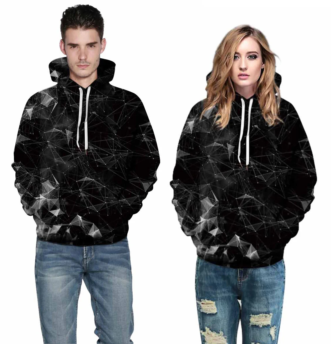 

Digital print long-sleeved autumn and winter clothing loose European and American couples