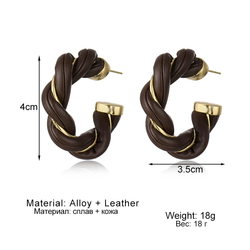 

Vienkim Vintage Geometric Leather Earrings For Women Trendy Winding Metal Leather Earrings 2021 Elegant Wedding Party Jewelry