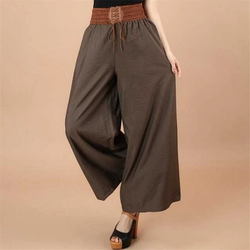

Summer Fashion Loose Women Wide Leg Pants Elegant Bottom Clothes High Waist Long Oversized Trousers Korean Style Solid Capris