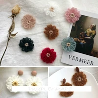 diy autumn and winter vintage hand woven wool thread flower earrings ornament girls heart sweet ear stud ear pendant 6pcs
