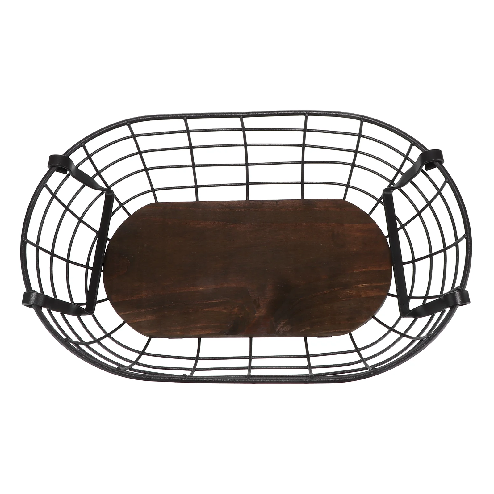 

1Pc Iron Art Basket Multi-functional Basket Iron Wood Storage Container (Brown)