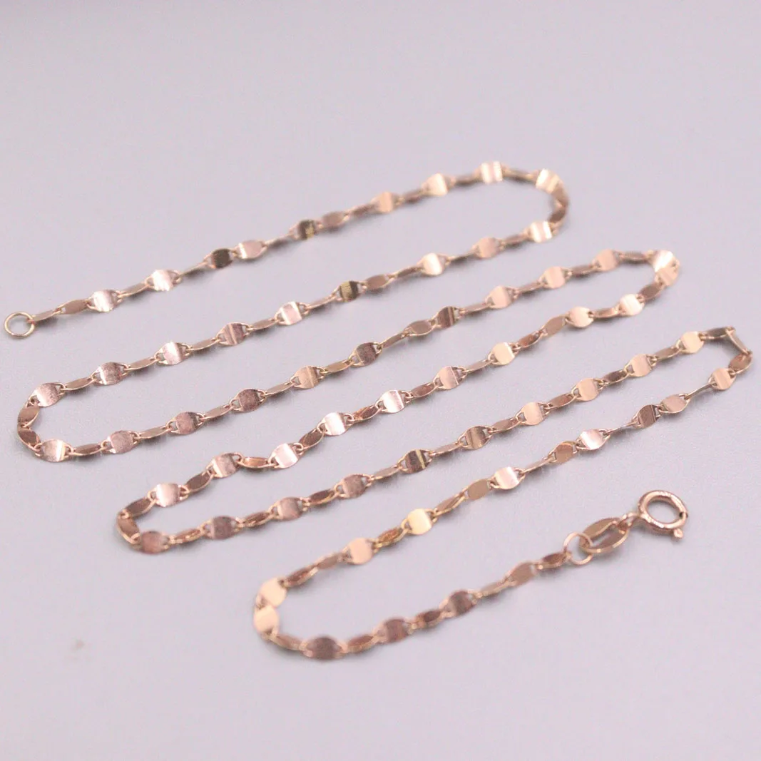

Fine Pure Au 750 18kt Rose Gold Chain 2mmW Women Tile Link Necklace 18inch 1.9-2.1g