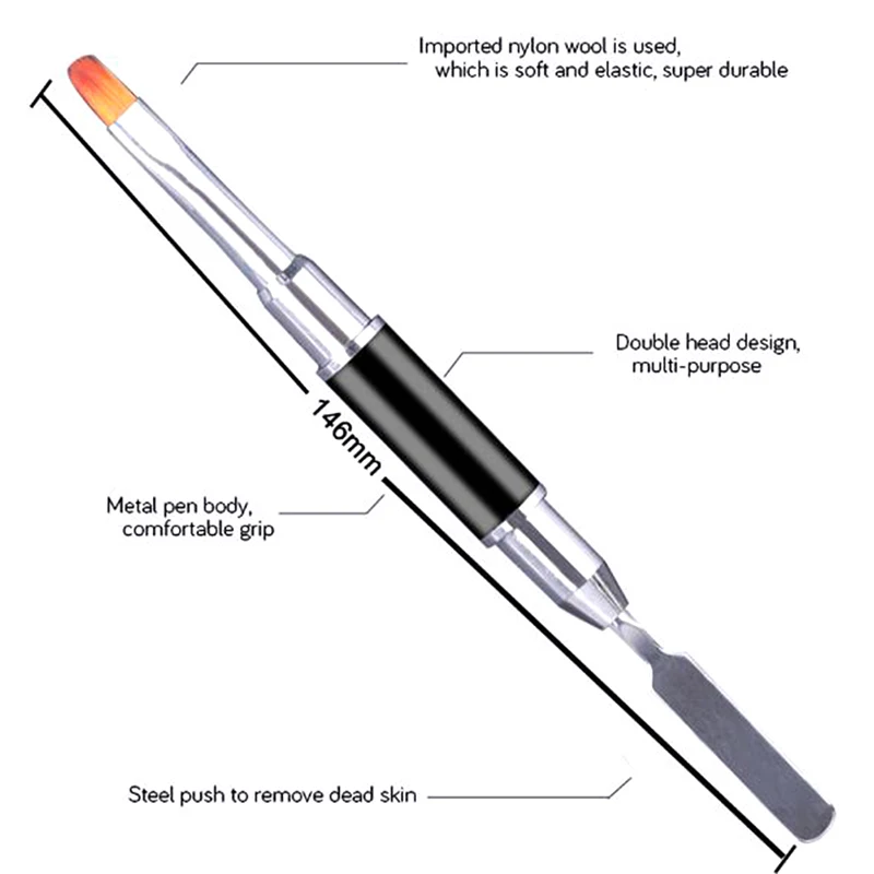 

2-In-1 Double-Ended Picker Stainless Steel Nail Tool Flower Brush Dual-Use Pen Dual-end nail extension pen