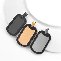 dropshipping high quality rectangle id tag pendant 316 stainless steel military dog tag jewelry with black stainless steel frame