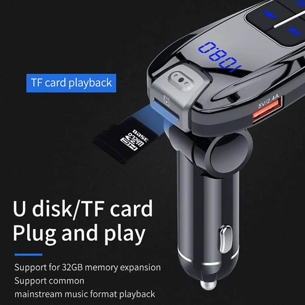 Универсальный автомобильный Bluetooth fm передатчик PD3.0 быстрое USB зарядное устройство аудио MP3 плеер Поддержка WMA