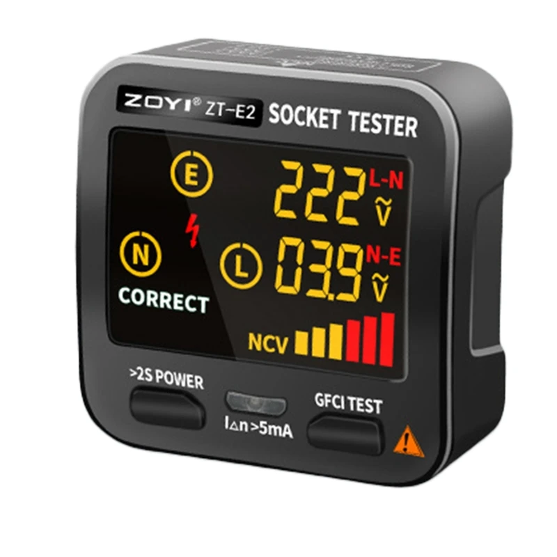 

LCD Outlet Tester 3 Results Display Integrated Voltage Detector Receptacle Socket Tester Circuit Analyzer EU/US/UK Plug