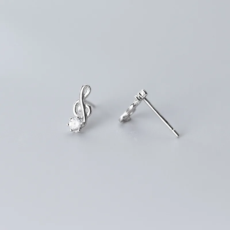 Sampanda New 925 Sterling Silver Korean Style Fashion Cute Girl Heart Note Violin Earrings Stud For Women Gift | Украшения и