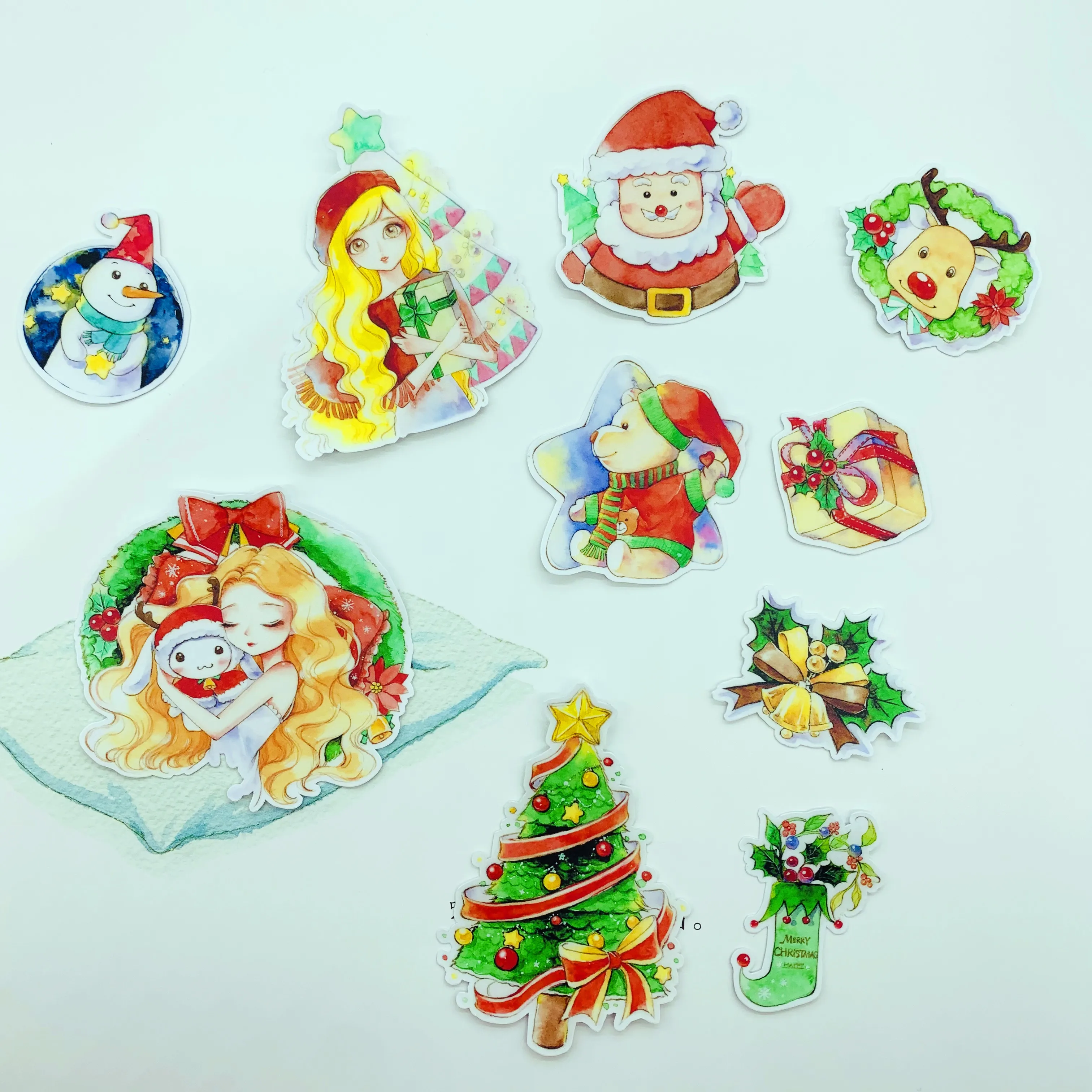 16 шт. Рождественский Эльф Девушка мультфильм для детей Домашняя книга наклейки