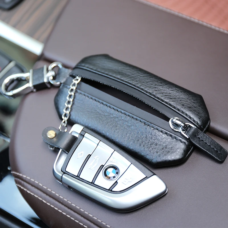 

Genuine Leather Car Key Case Men Women Wallets Key Holder Housekeeper Keychain Cover for Casual Keys Organizer