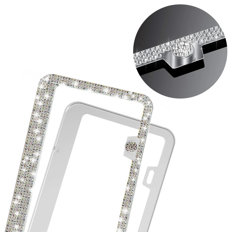 

Sparkling License Plate Frame Crystal Tag Personalized Car Accessories F19A