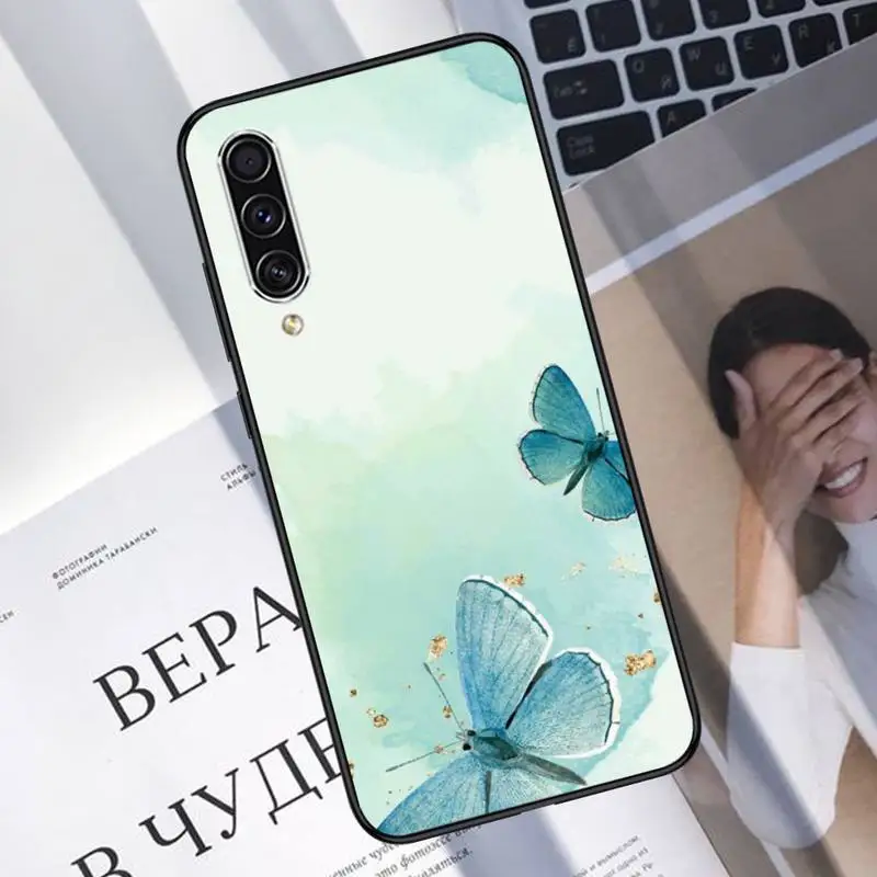 

Retro Flowers Butterfly Phone Case For Samsung A20 A30 30s A40 A7 2018 J2 J7 prime J4 Plus S5 Note 9 10 Plus