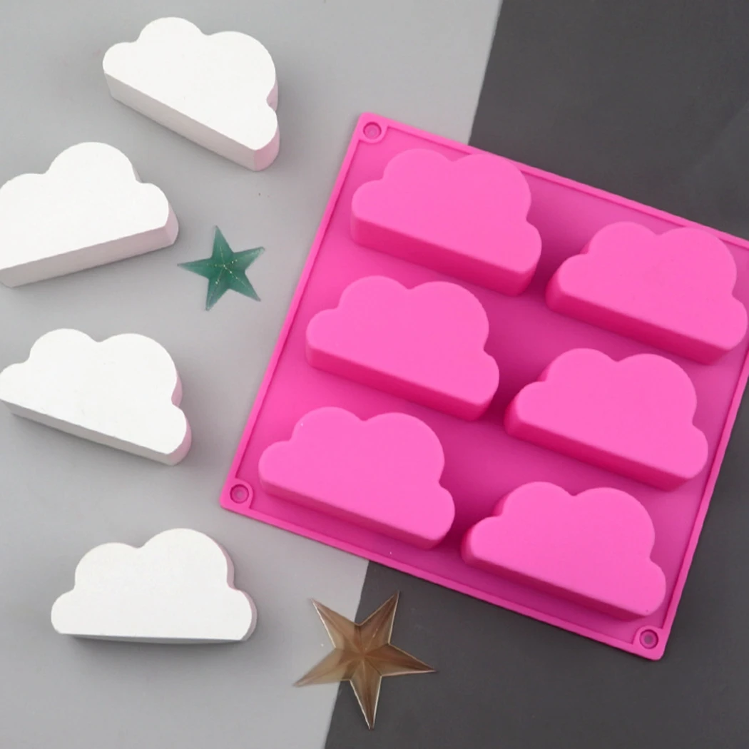 

6 Cavities Chocolate Block Mold Reusable DIY Silicone Jelly Pudding Muold Creative Cloud Shape Cake Decor Tools Kitchen Supplies