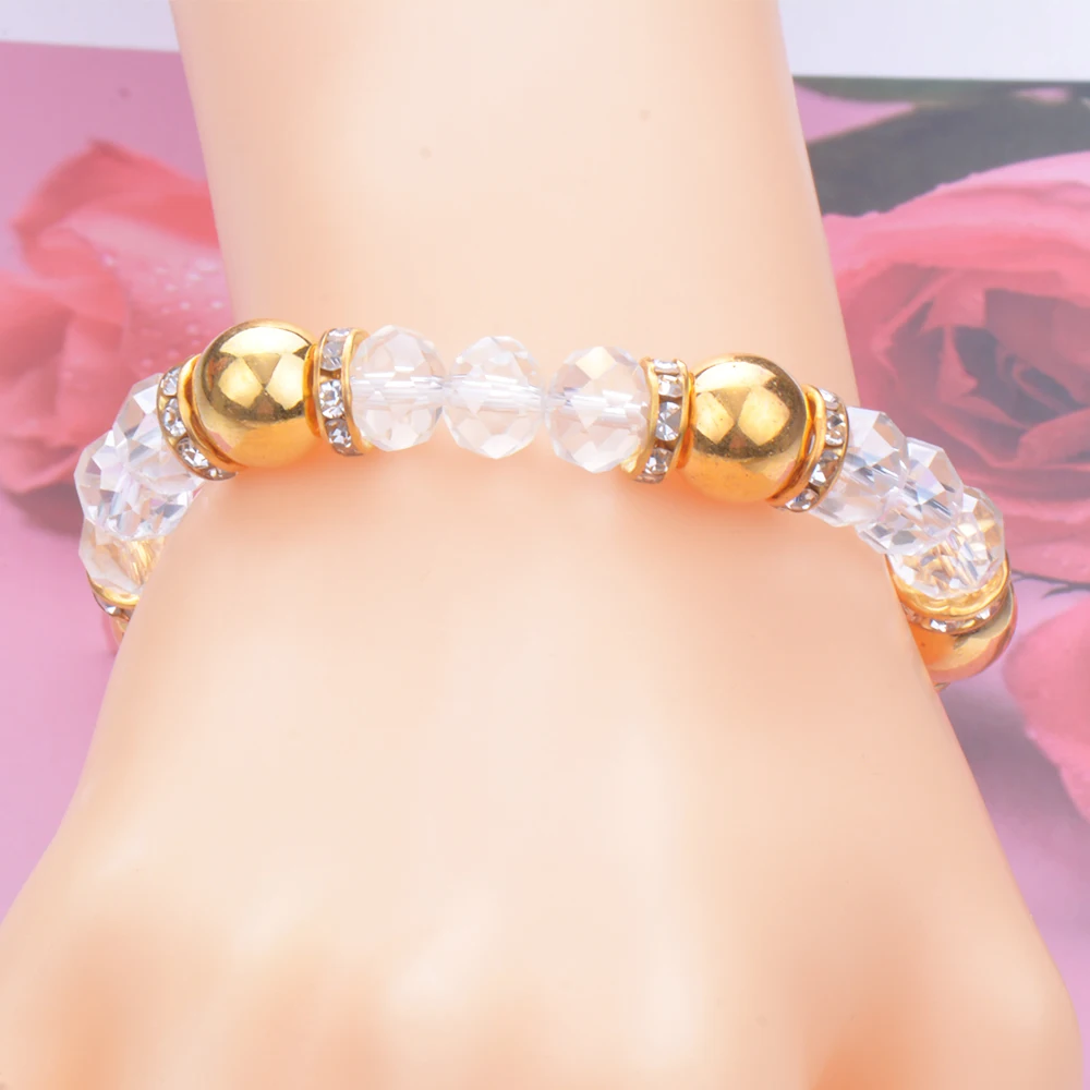 10 шт./лот браслет из стекла и камня круглые бусины браслеты Женские Ювелирные