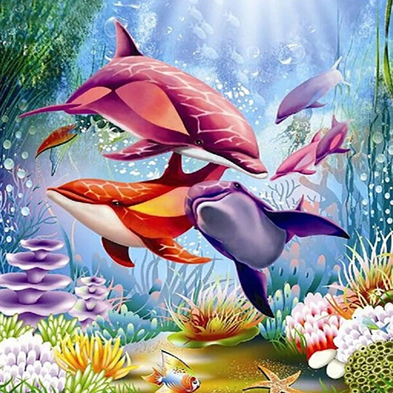 

5D DIY Full Square Round Resin Diamond Painting "Fish" Cross Stitch Embroidery Mosaic New Arrival Home Decoration