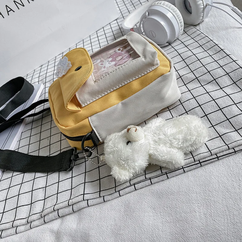 

Small Crossbody Bag for Women 2021 New Cute Girl Student Canvas Shoulder Bag Cartoon Bear Phone Bag Fashion Purses and Handbags