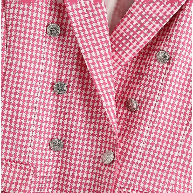 

women suit Fashion new casual blazer suit collar plaid button design blazer