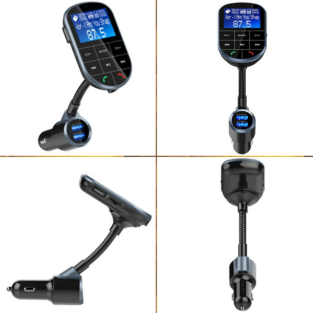 AOSHIKE, 2,4 дюймов, 12 В, 24 В, автомобильный Bluetooth, беспроводной приемник, fm-передатчик, прикуриватель, 5 В, а, MP3, двойной USB, AUX