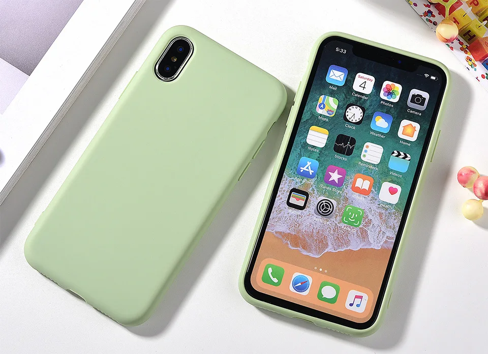 Жидкий оригинальный матовый чехол карамельного цвета для iPhone X XS Max XR 8 7 6 6s Plus