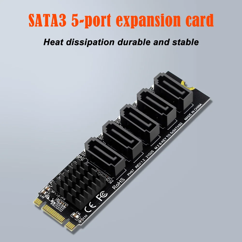 

Плата расширения M.2 NGFF B-Key, Sata на SATA 3, 5 портов, 6 Гбит/с