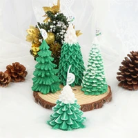 festival gifts christmas tree silicone candle mold pine home plaster decoration xmas pinus with snow epoxy resin artware