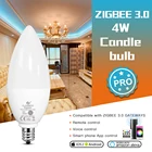 G светодиодсветодиодный лампа OPTO Zigbee3.0 RGBCCT, лампа в виде свечи, 4 Вт, меняющий цвет свет, 2200K-6500K, светодиодная лампа теплого и холодного белого света для помещений