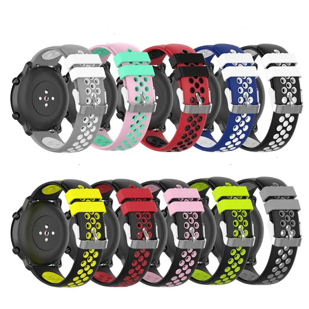 

20 22mmSilicone Breathable strap For Huawei GT 2e /GT2 Strap Bracelet Watchband For Samsung Galaxy active/active2 WristBand Belt