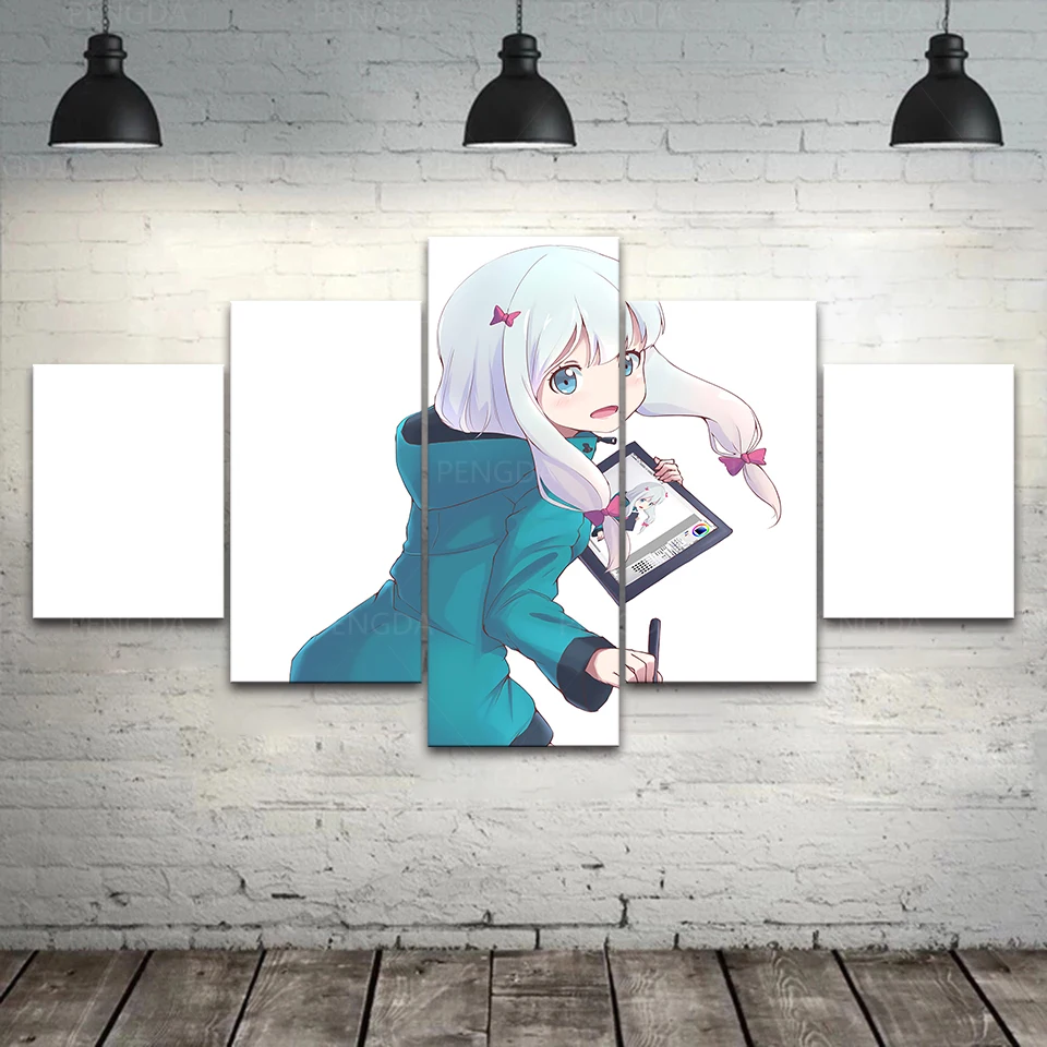 Домашнее украшение аниме для девочек Wall Art Холст Картина 5 Панель изображения HD