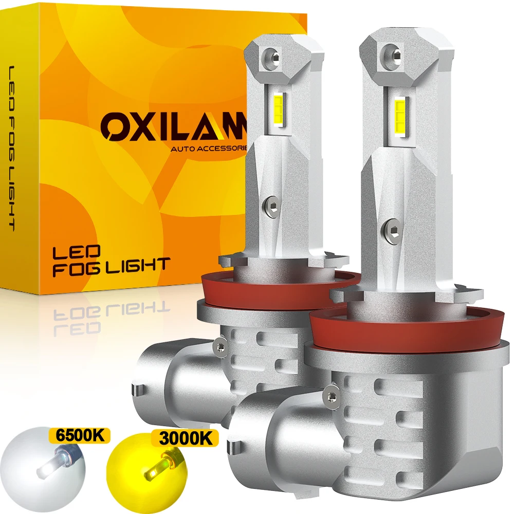 

OXILAM 2x H8 H11 LED Fog Light Bulbs H9 H10 H16JP 9145 9006 CSP LED Fog Lamp CANBUS 6500K 3000K Yellow Car Daytime Running Light