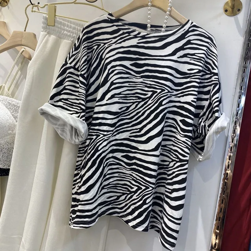 

Новинка весна-лето 2021, женский популярный топ для девушек, модный национальный бренд Ins, милая крутая полосатая свободная футболка с коротки...