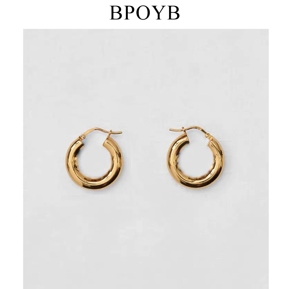 BPOYB 2020 новые модные простые круглые серьги-кольца золотого цвета для женщин