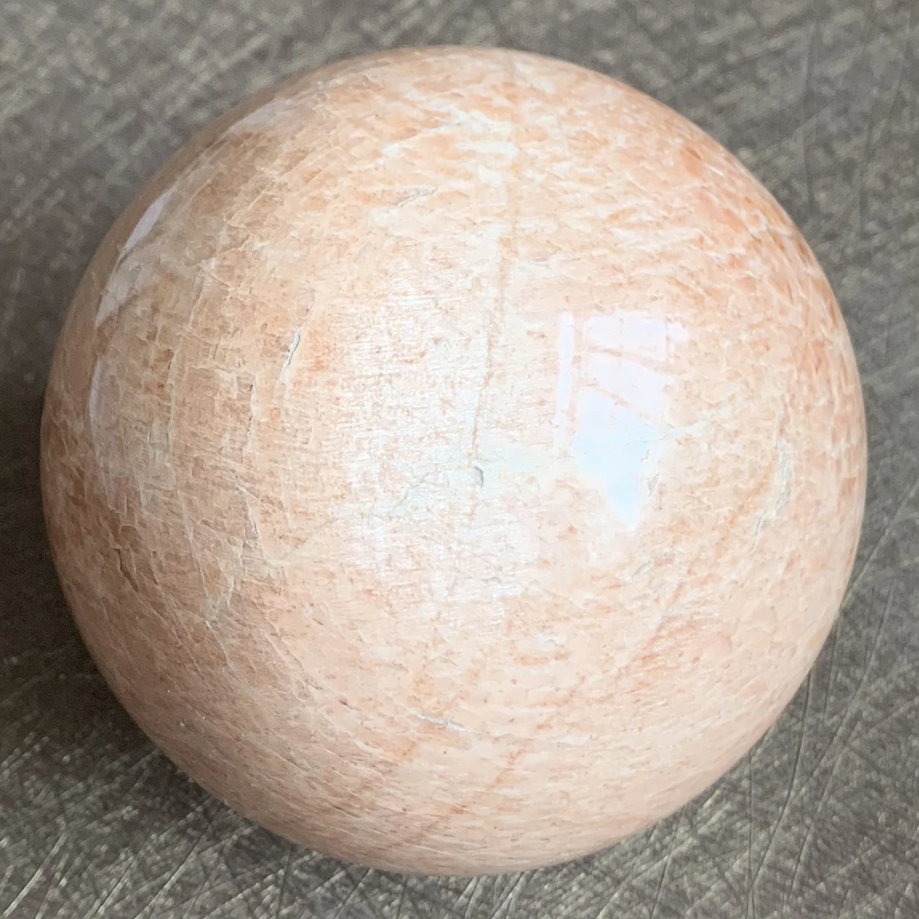 

461 г натуральный камень, сфера, полированный кварцевый кристалл, украшение для дома, оранжевый лунный шар, исцеление R004