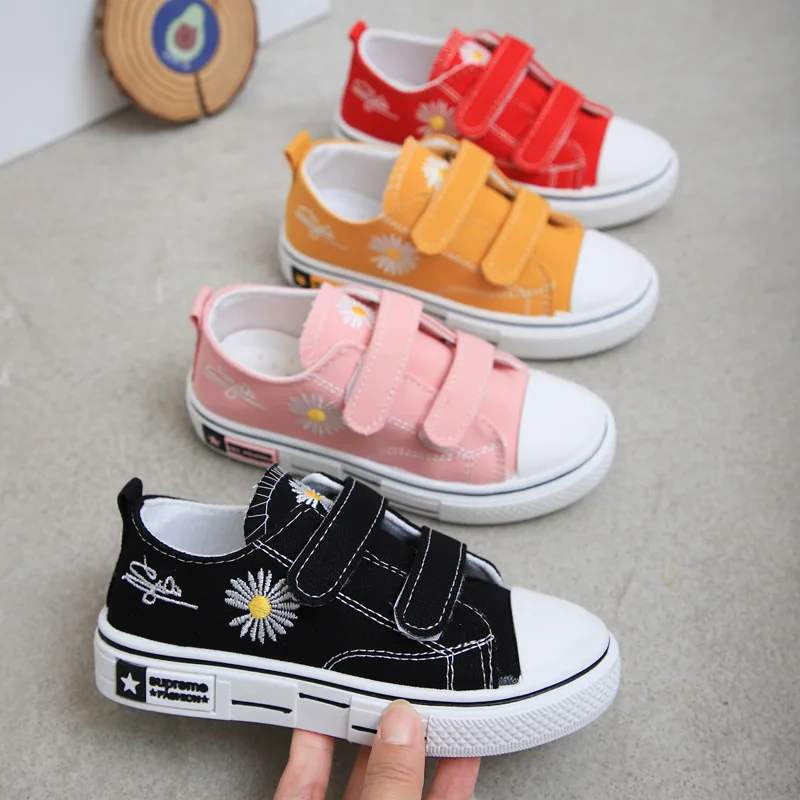 

Toddler Kids Canvas Sneakers Boys Girls Anti-Slip Shoes with Adjustable Hook and Loops Slip On Strap Caual Shoes for Childrens