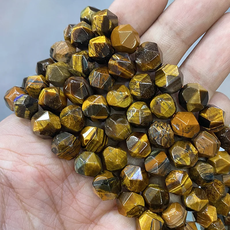 

Faceted Tiger Eye Agates Natural Stone Spacers Loose Beads for Jewelry Making DIY Charms Bracelet Necklace 15" Strand 6 8 10MM