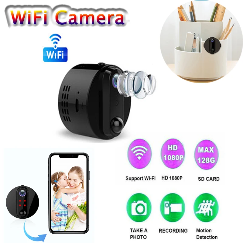 

HD 1080P Мини Wi-Fi камера ночного видения мобильный мониторинг Беспроводная сетевая камера Удаленная Встроенная батарея видеокамера