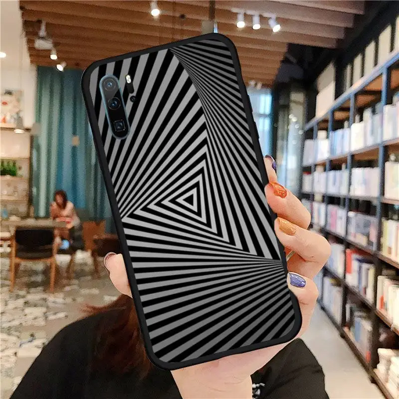 

art black white Psychedelic trippy Phone Case For Huawei honor Mate P 9 10 20 30 40 Pro 10i 7 8 a x Lite nova 5t Soft Silicone