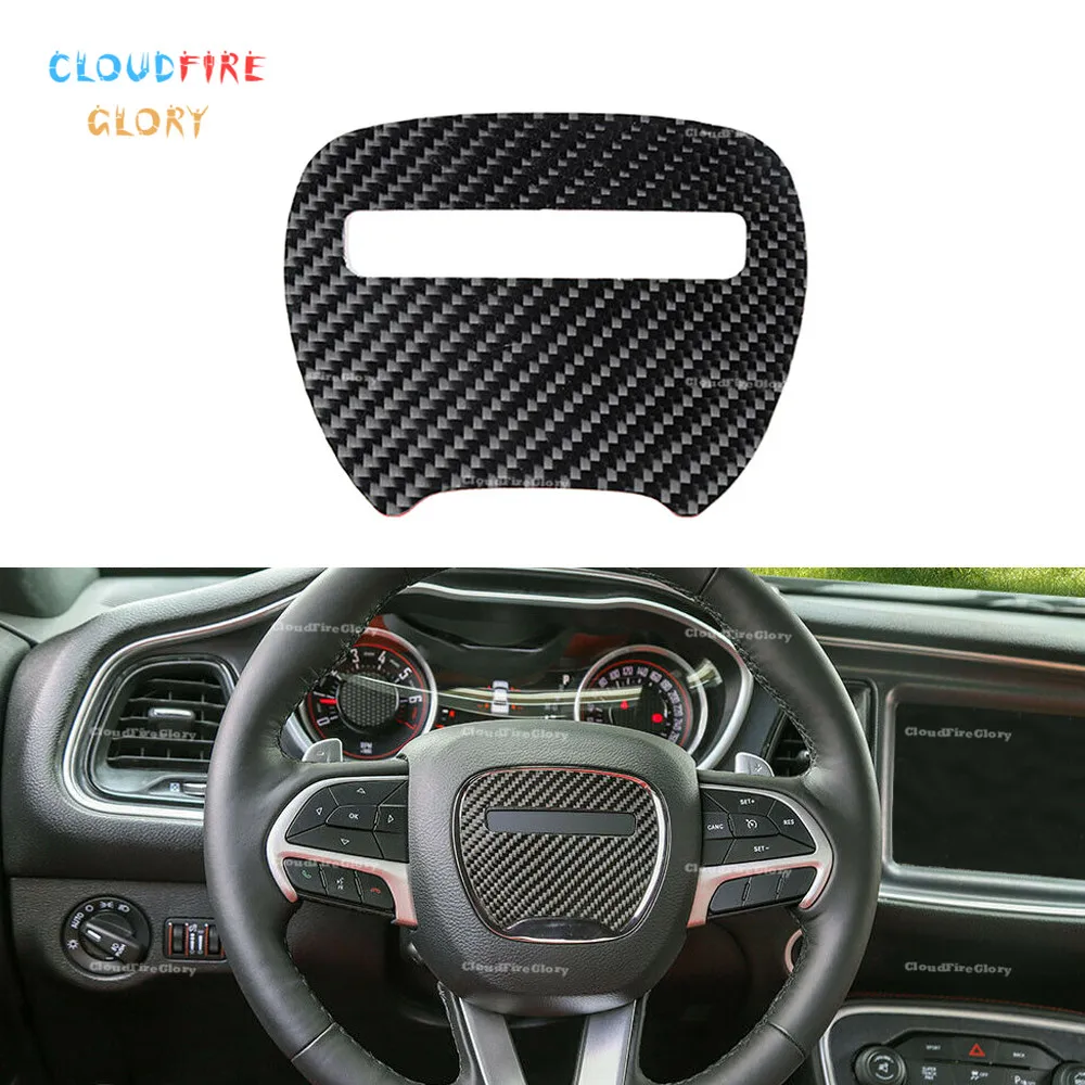 

CloudFireGlory Carbon Fiber Interior Steering Wheel Panel Trim Decor Cover For Dodge Challenger 2015 2016 2017 2018 2019