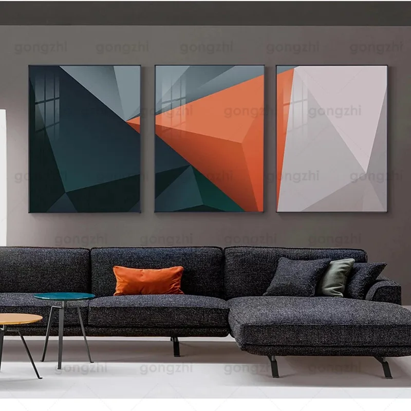 Современная Абстрактная живопись Печать холст Картина Geometricism оранжевый черно