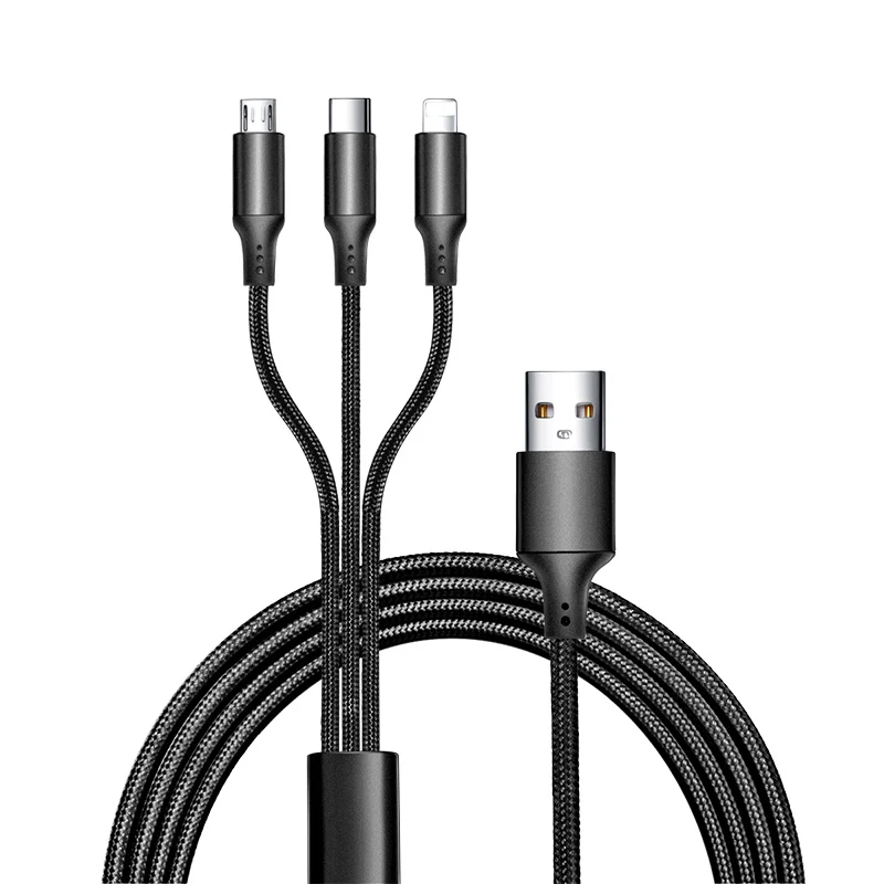 Black NOHON 3 в 1 USB кабель для iPhone XS Max XR Lightning Кабель для мобильного телефона Micro usb type C зарядный кабель для Xiaomi зарядное устройство Шнур - Цвет: Black