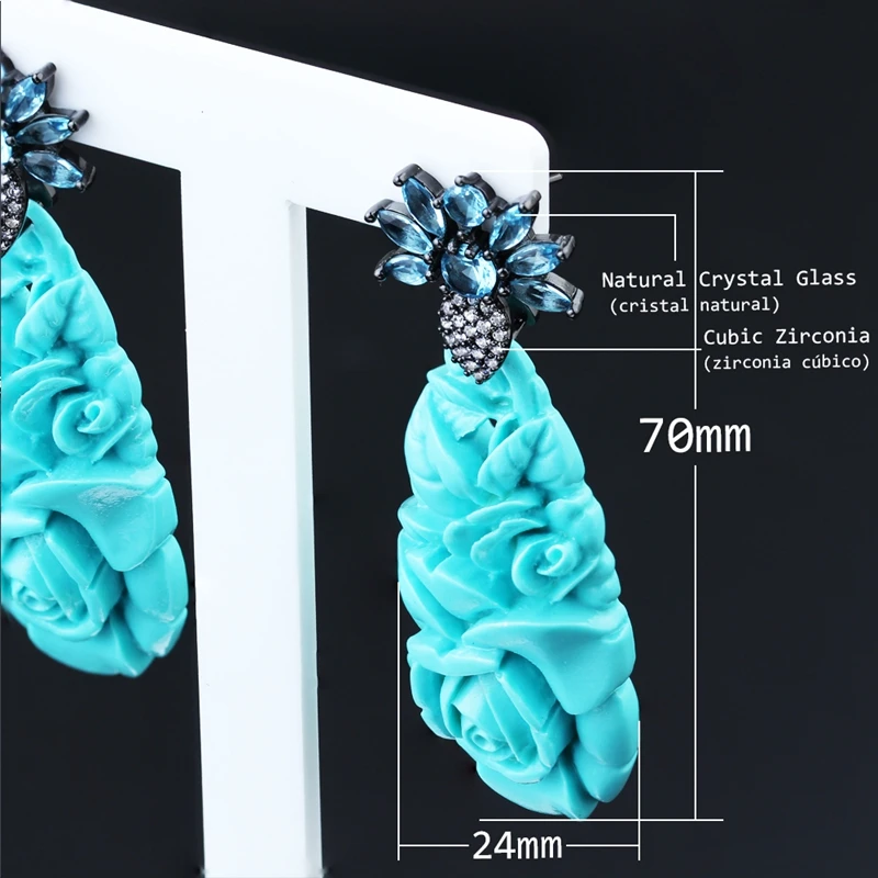 Newranos хрустальные висячие серьги с резьбой в виде цветка кубическим цирконием