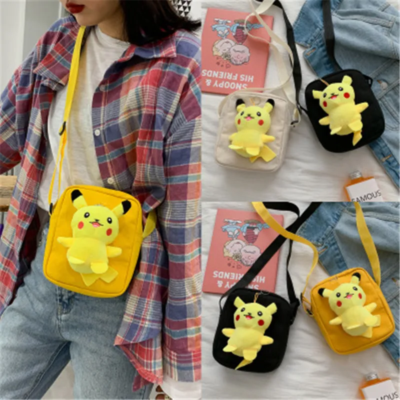 Детский мультяшный Аниме Пикачу милый плюшевый холщовый диагональный мешок