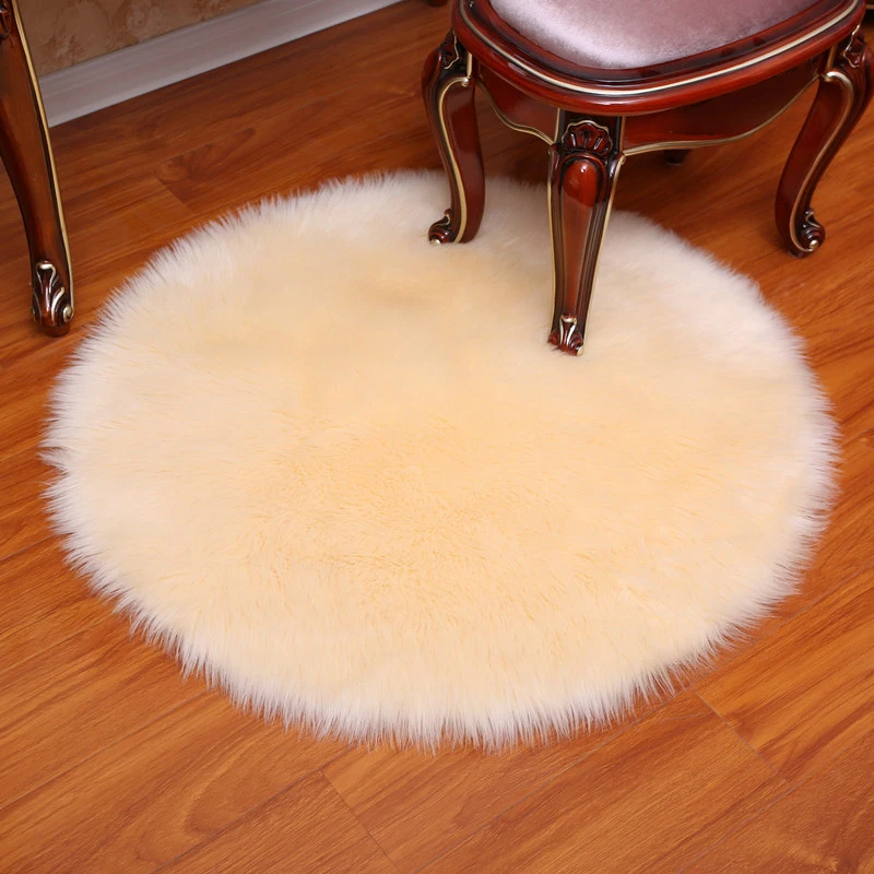 Round Rugs Carpets Long Hair Solid Carpet Living Room Decor Soft Faux Fur Plush Mat Pad Anti-Slip Chair Sofa Cover Area | Дом и сад